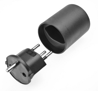 Fixadapter 3 polig, Schuko-CH, schwarz Fixadapter 3 polig, Schuko-CH, schwarz