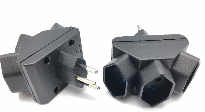 Abzweigstecker mit Schutzkontakt, schwarz Abzweigstecker mit Schutzkontakt, schwarz