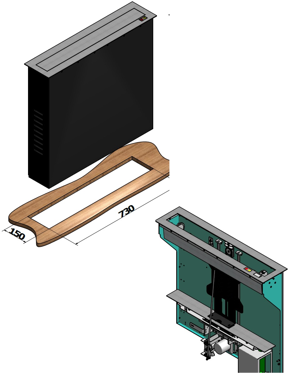 Monitor Lift, schwarz, Metall, 28" /Inox Deckel Monitor Lift, schwarz, Metall, 28" /Inox Deckel