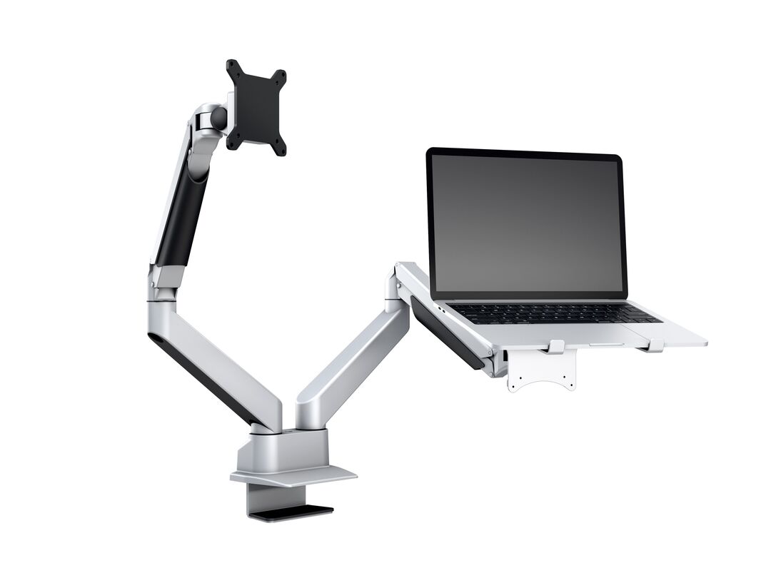 Monitorhalter Duo 32", Alum., silver, rotierbar 90° Monitorhalter Duo 32", Alum., silver, rotierbar 90°