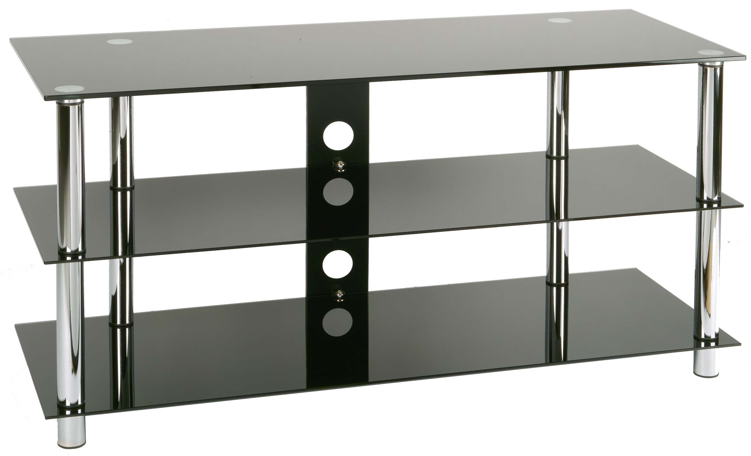 Glasmöbel Schwarzglas/chrom Metall, 3 Tablare Glasmöbel Schwarzglas/chrom Metall, 3 Tablare