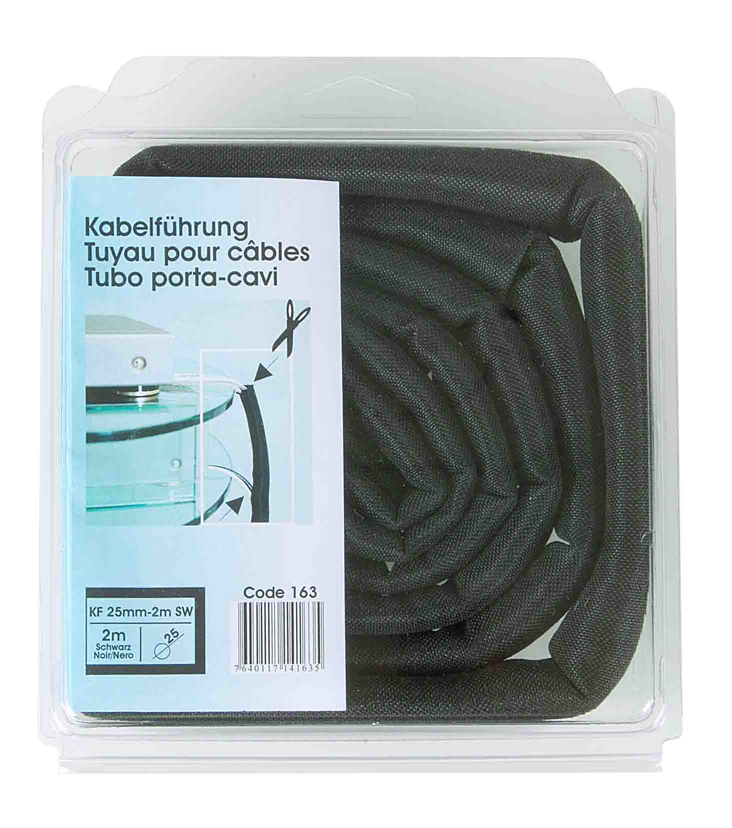 Kabelführung, schwarz, Blisterbox, Polyester,