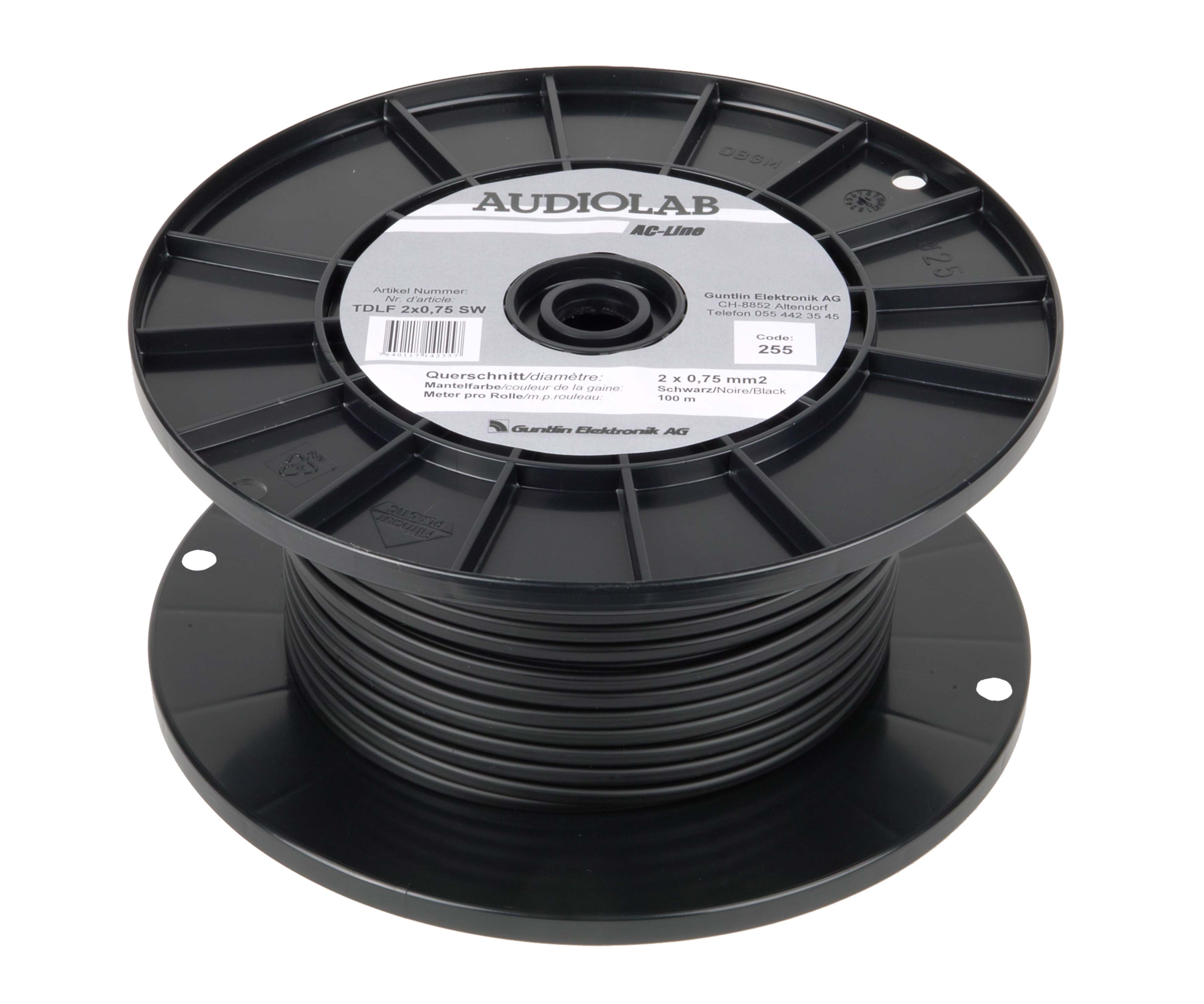 Netzkabel, flach, schwarz, PVC, 100m Rolle Netzkabel, flach, schwarz, PVC, 100m Rolle