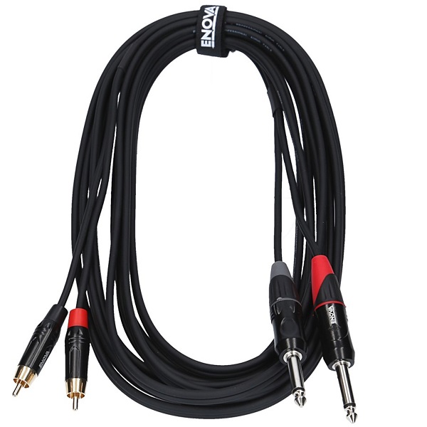 6.35mm Jack/Cinch Kabel RCA, rot/schwarz, 3m, 6.35mm Jack/Cinch Kabel RCA, rot/schwarz, 3m,