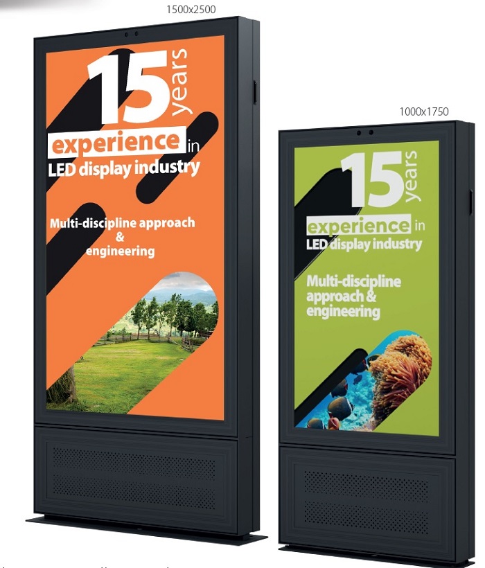 Outdoor LED Stele Portrait, 114", schwarz, IP65, Outdoor LED Stele Portrait, 114", schwarz, IP65,